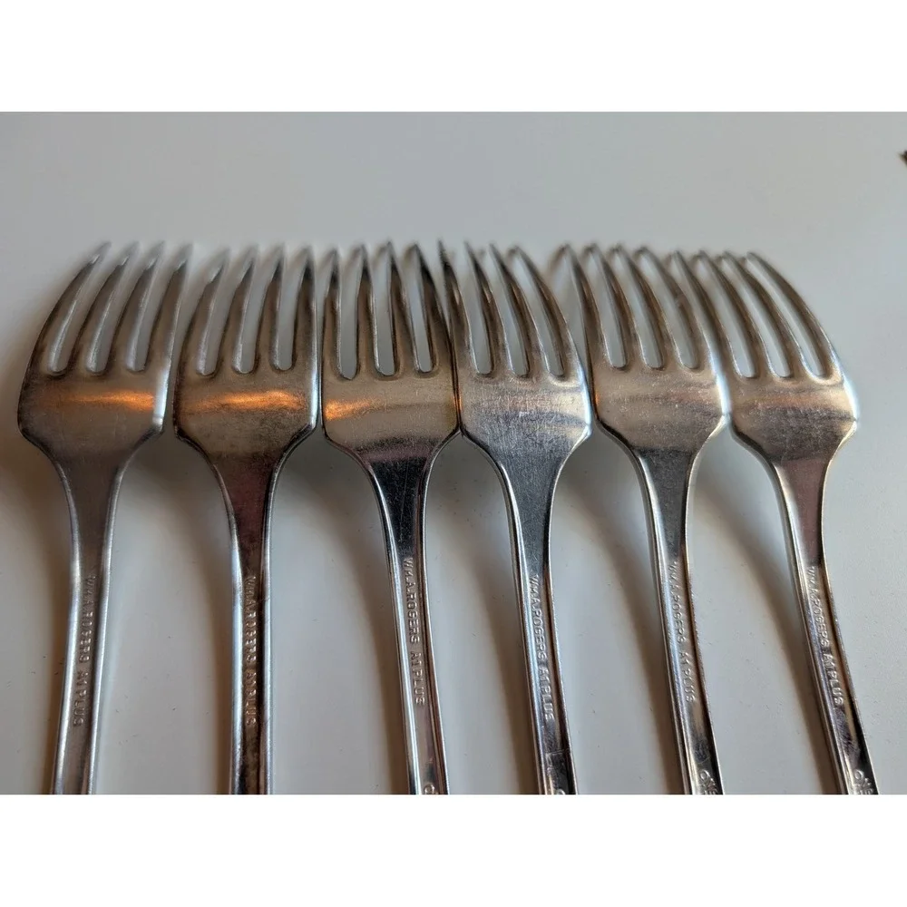 6 Wm. A. Rogers Oneida Meadowbrook Silverplate Dinner Forks A1 Plus 7.5